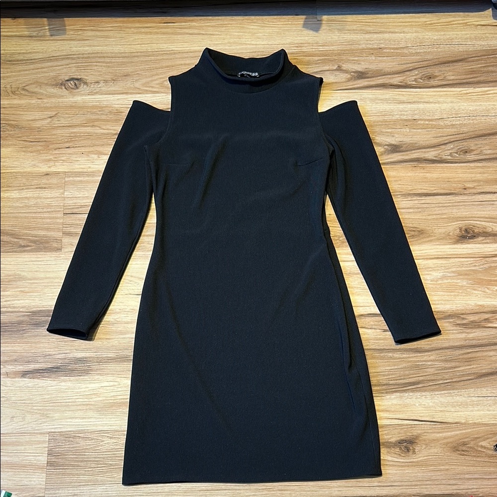 Express Black Cold Shoulder Sheath Dress
